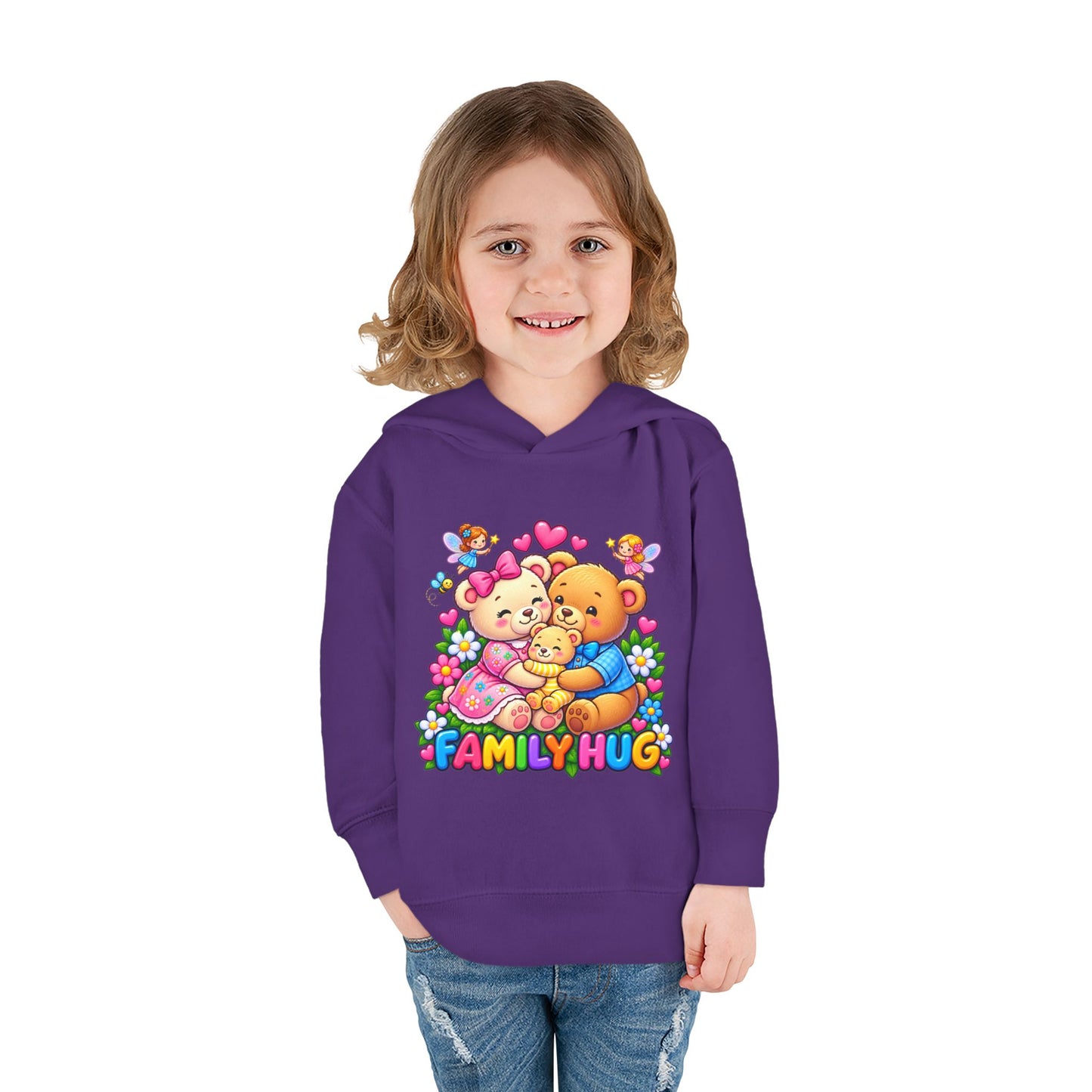 Family Hug Teddy Toddler Pullover Fleece Hoodie