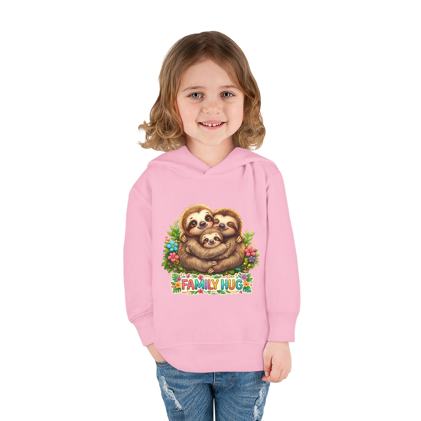 Family Hug Sloth Toddler Pullover Fleece Hoodie