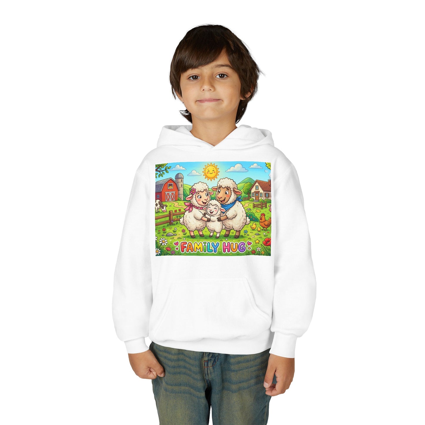 Family Hug Lamb Youth Heavy Blend Hooded Sweatshirt