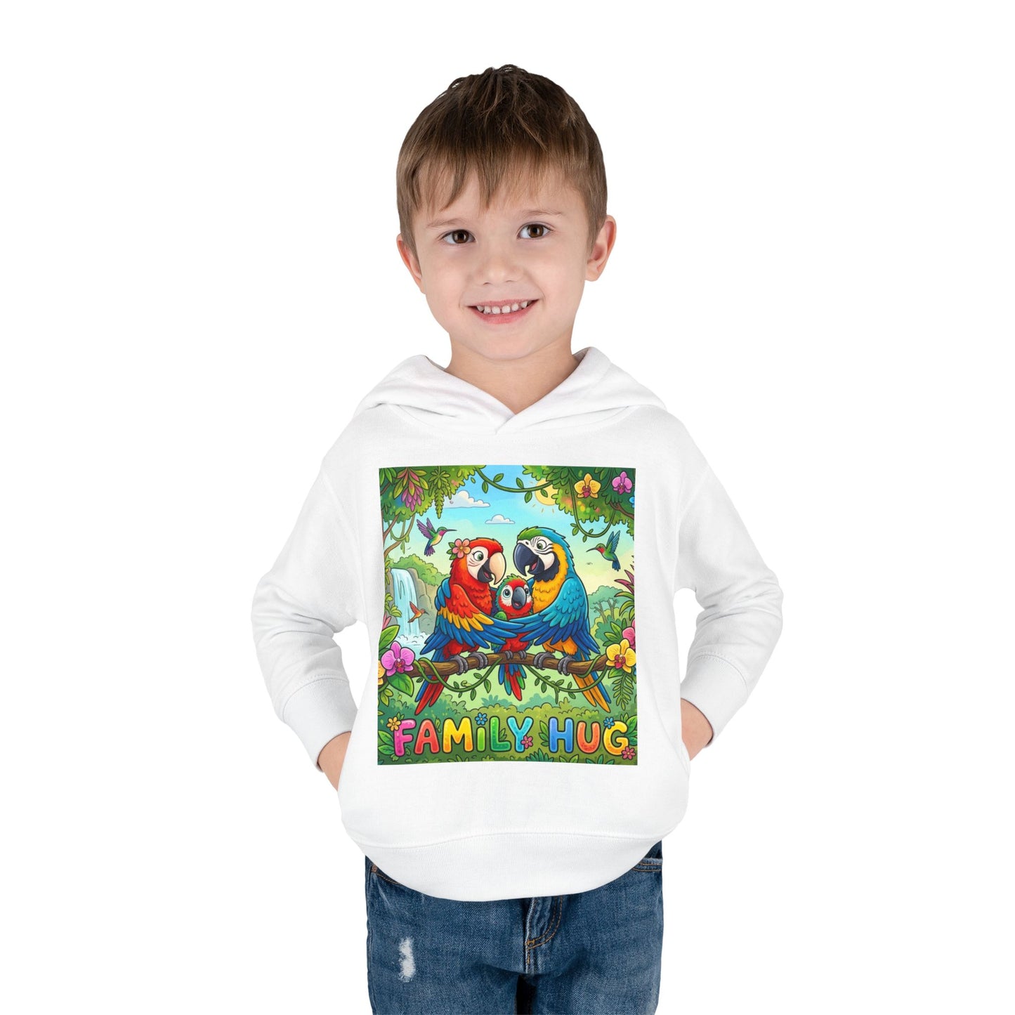 Family Hug Macaw Toddler Pullover Fleece Hoodie