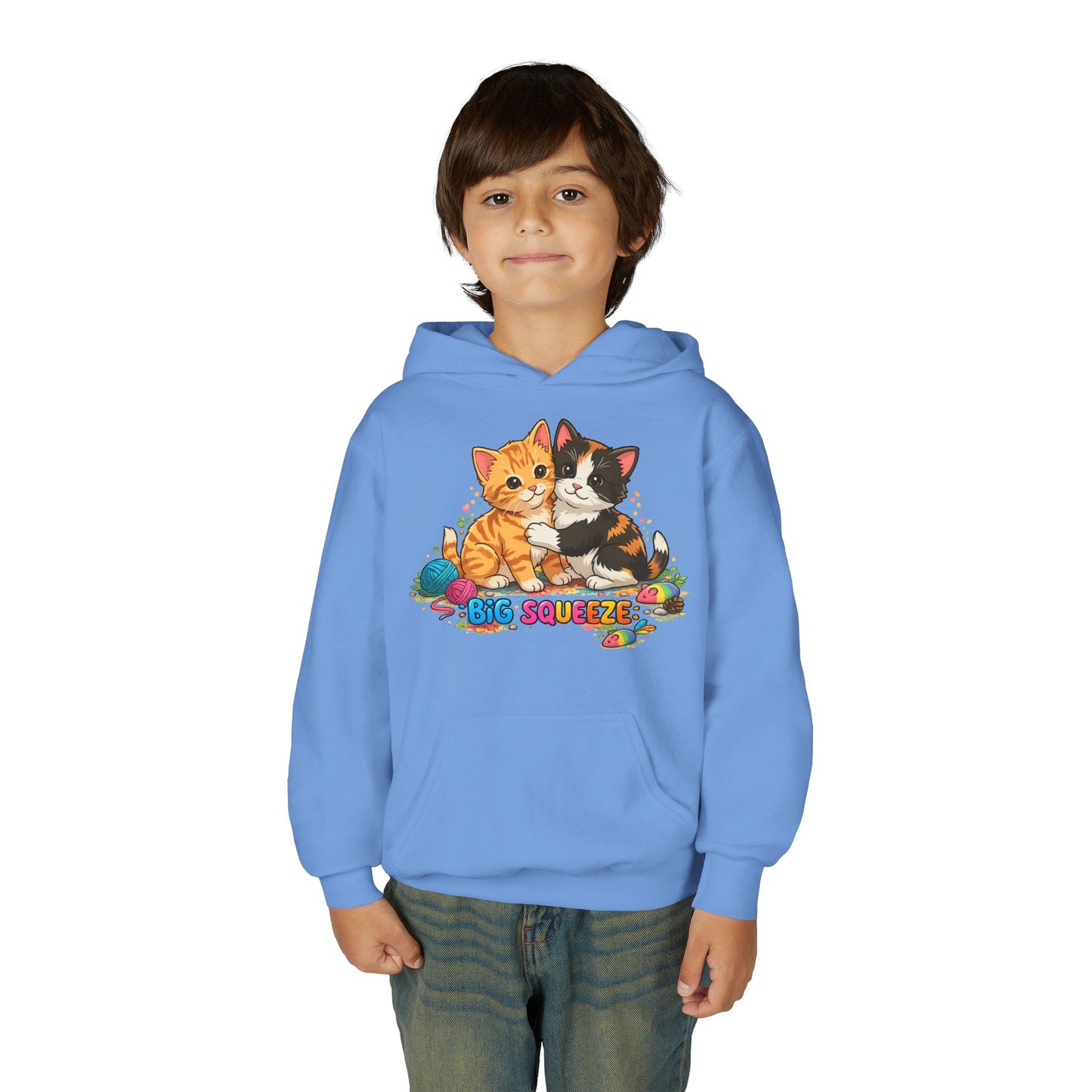 Big Squeeze Kitten Youth Heavy Blend Hooded Sweatshirt