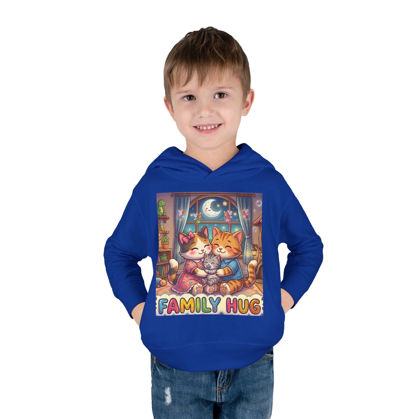 Family Hug Kitten Toddler Pullover Fleece Hoodie