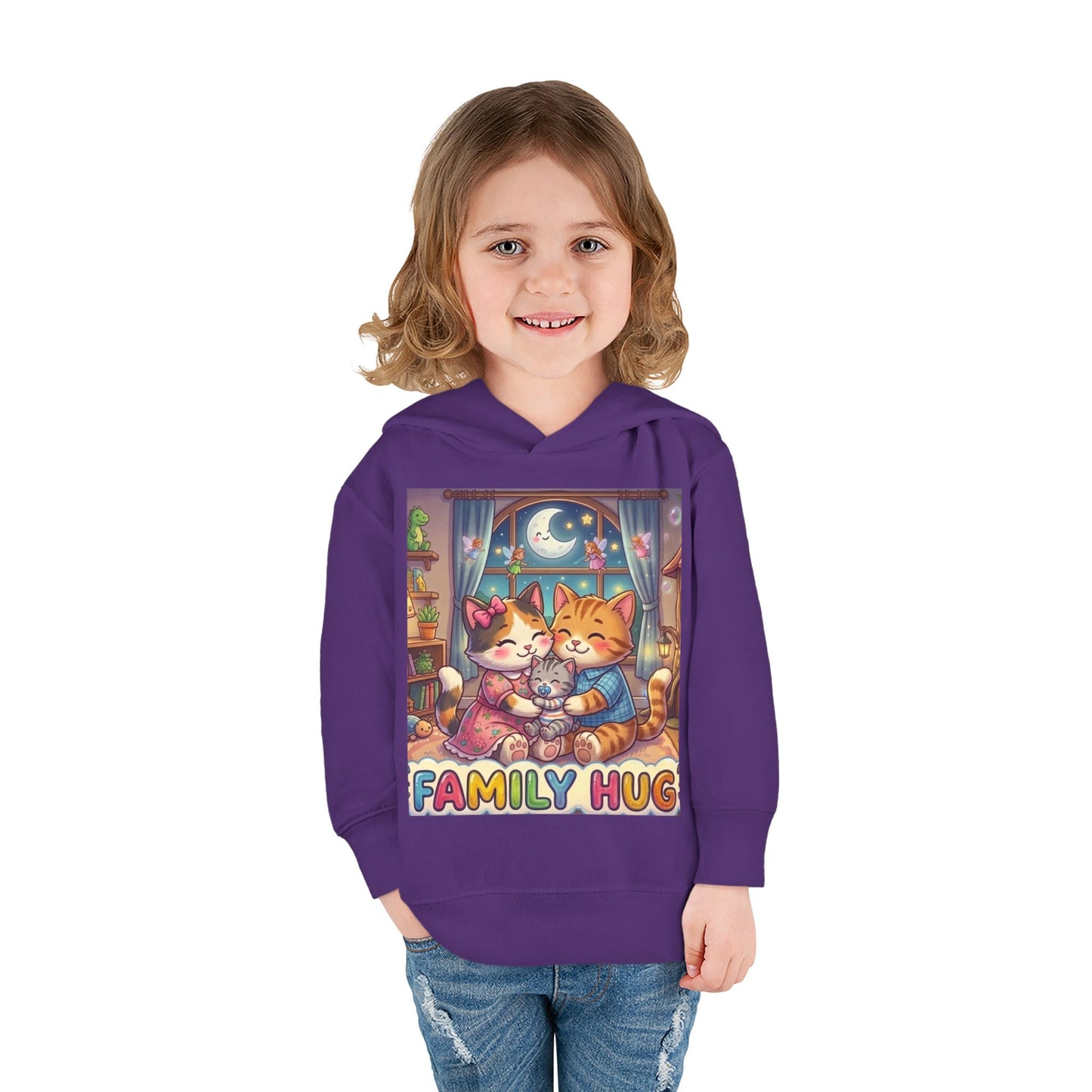 Family Hug Kitten Toddler Pullover Fleece Hoodie