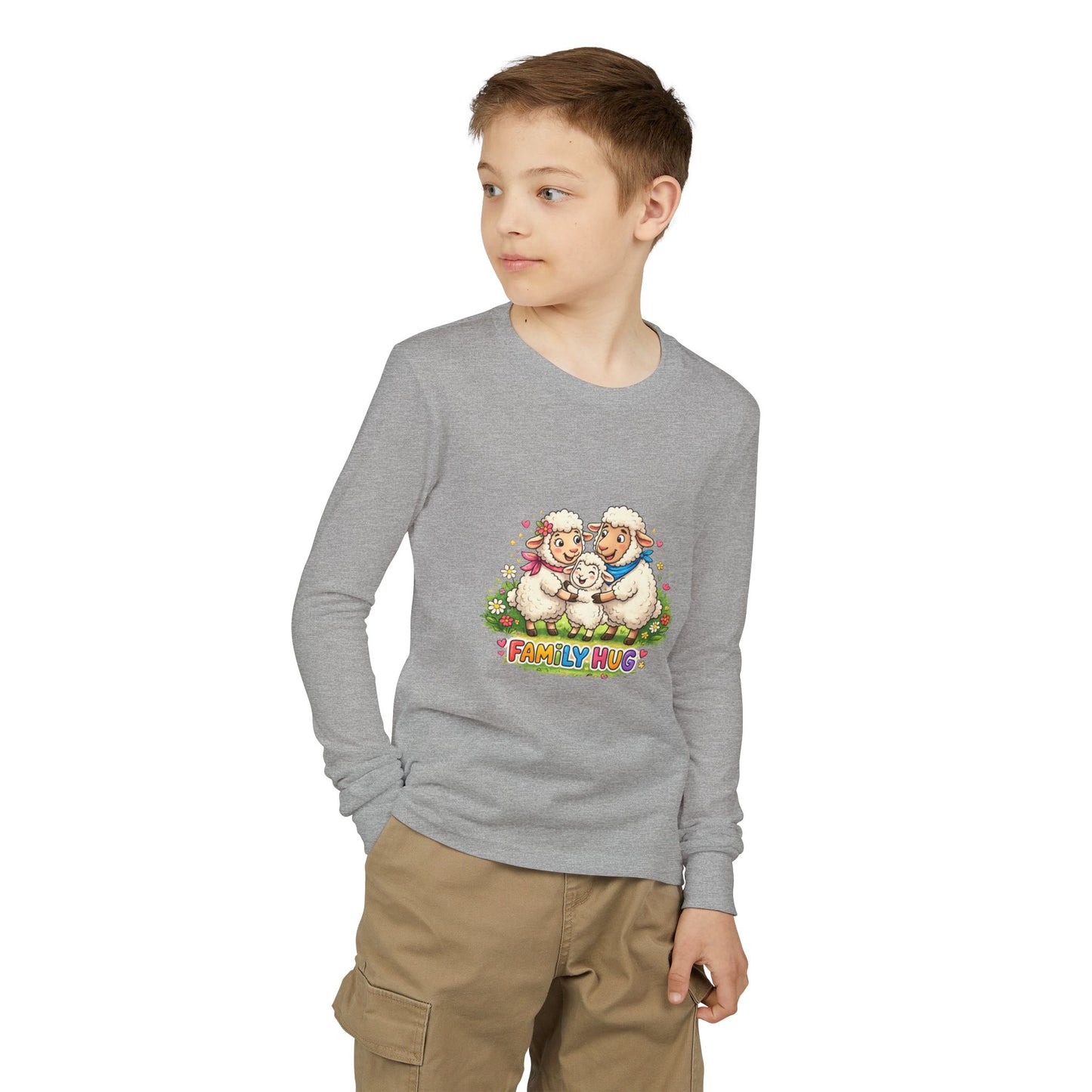 Family Hug Lamb Youth Jersey Long Sleeve Tee