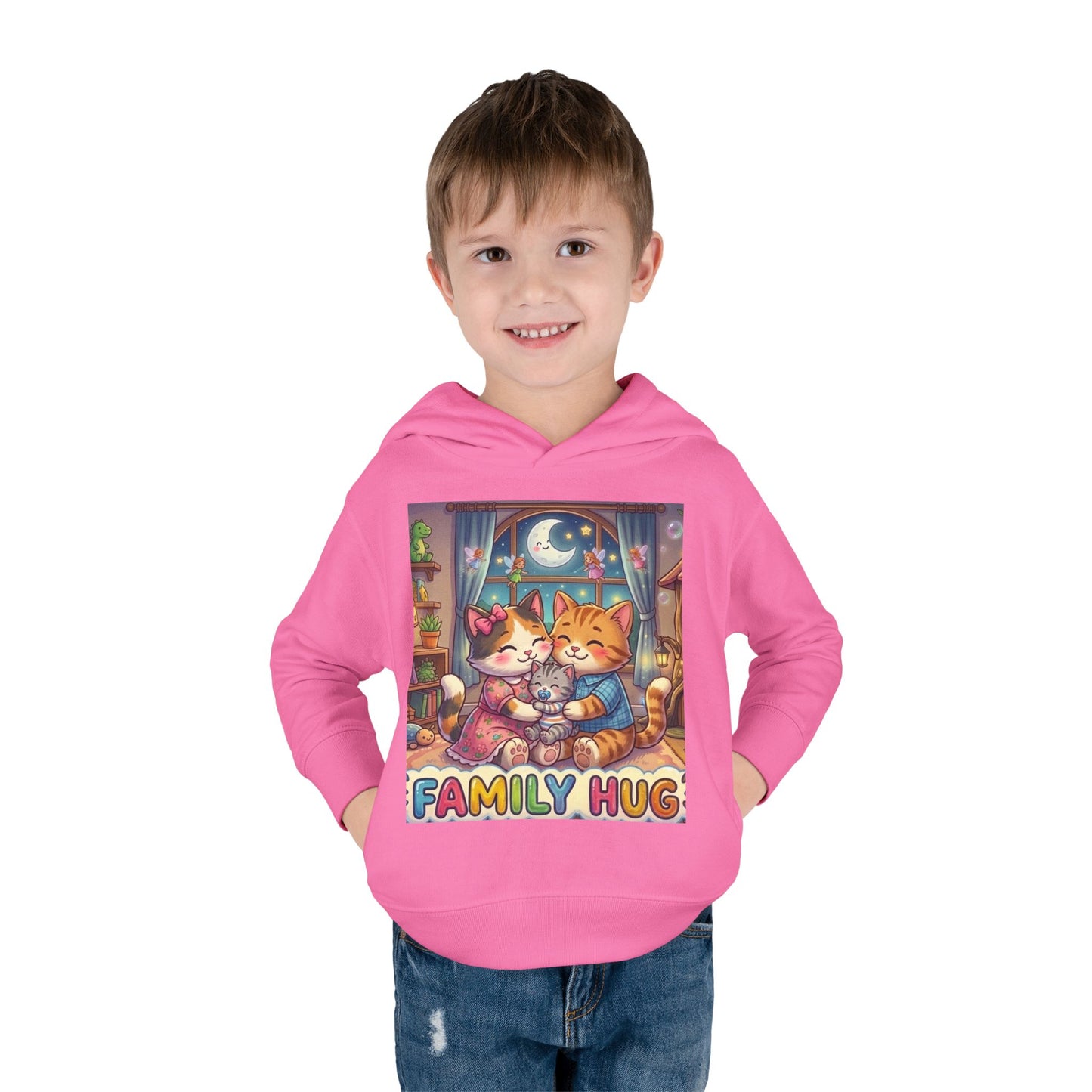 Family Hug Kitten Toddler Pullover Fleece Hoodie