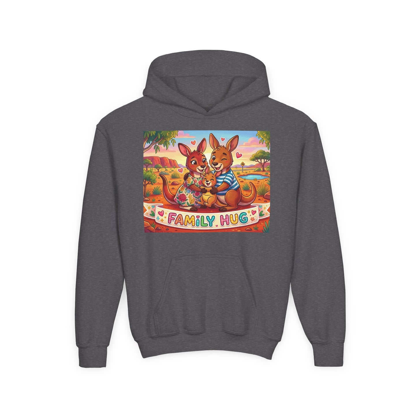 Family Hug Kangaroo Youth Heavy Blend Hooded Sweatshirt