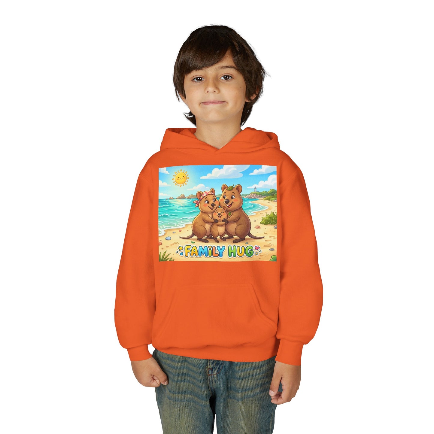 Family Hug Quokka Youth Heavy Blend Hooded Sweatshirt