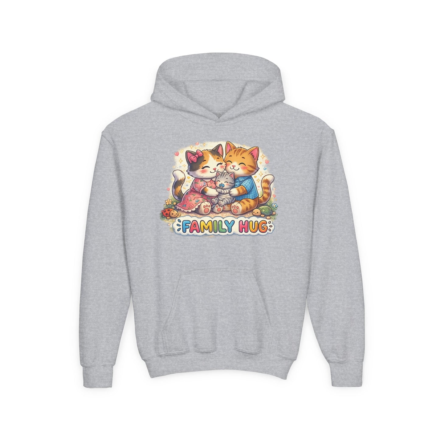Family Hug Kitten Youth Heavy Blend Hooded Sweatshirt