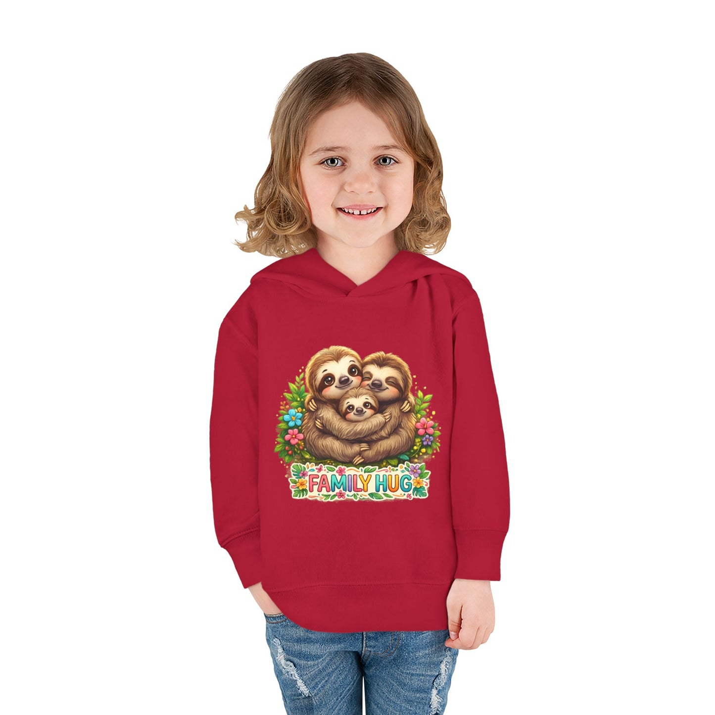 Family Hug Sloth Toddler Pullover Fleece Hoodie