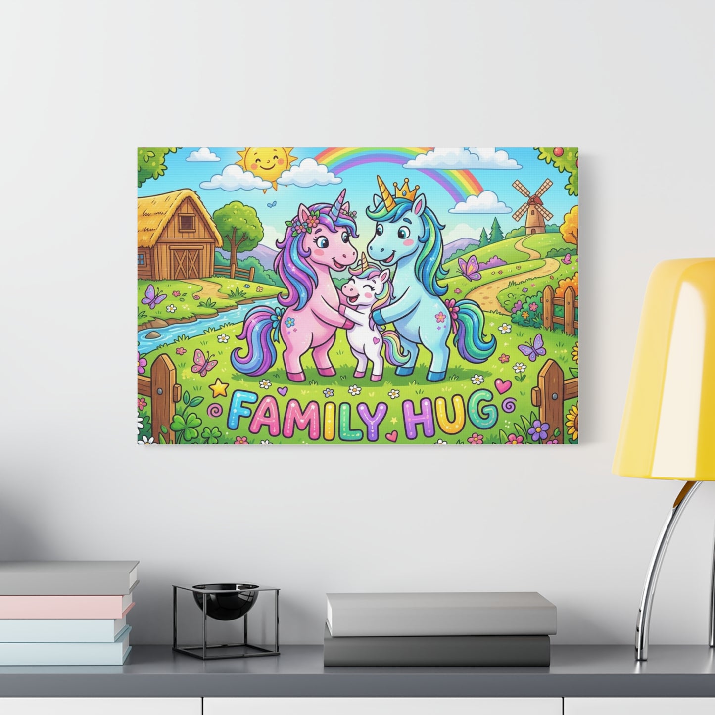 Family Hug Unicorn Classic Canvas