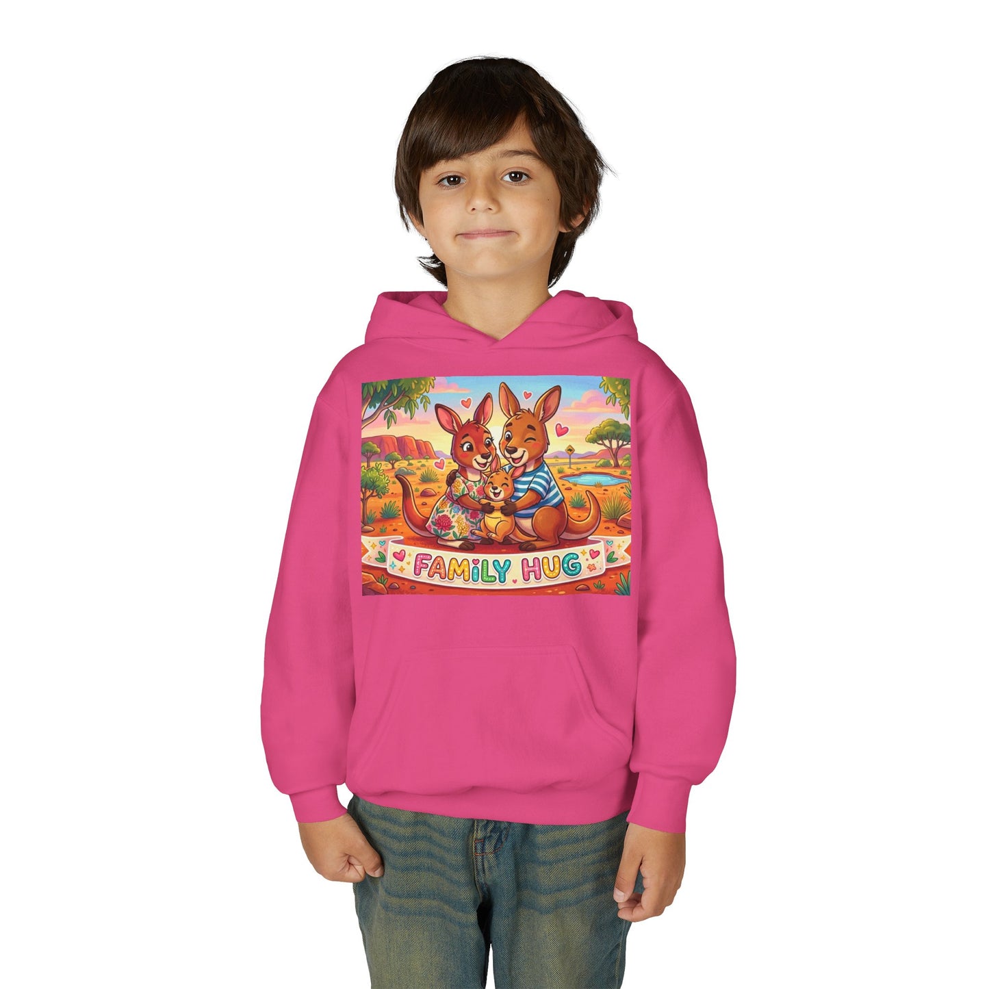 Family Hug Kangaroo Youth Heavy Blend Hooded Sweatshirt