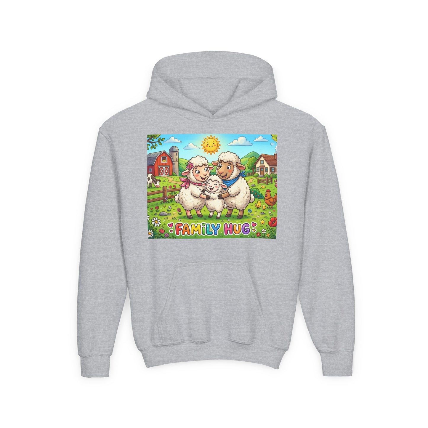 Family Hug Lamb Youth Heavy Blend Hooded Sweatshirt