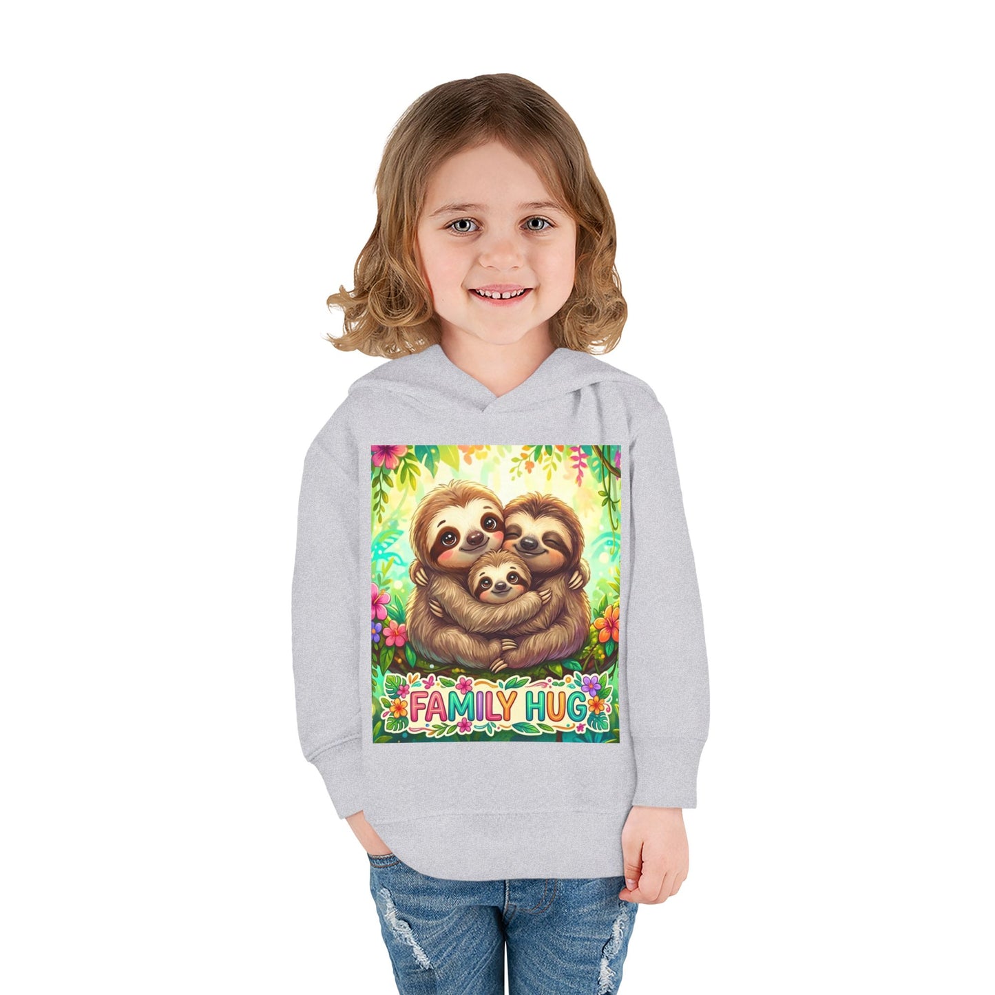 Family Hug Sloth Toddler Pullover Fleece Hoodie