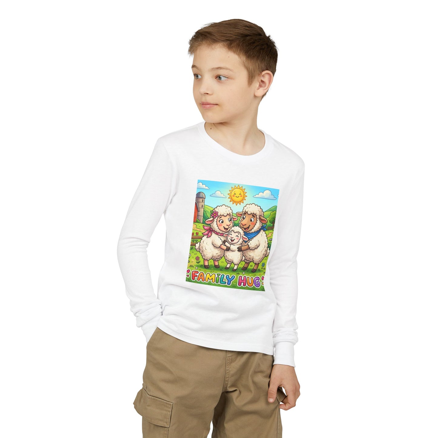 Family Hug Lamb Youth Jersey Long Sleeve Tee