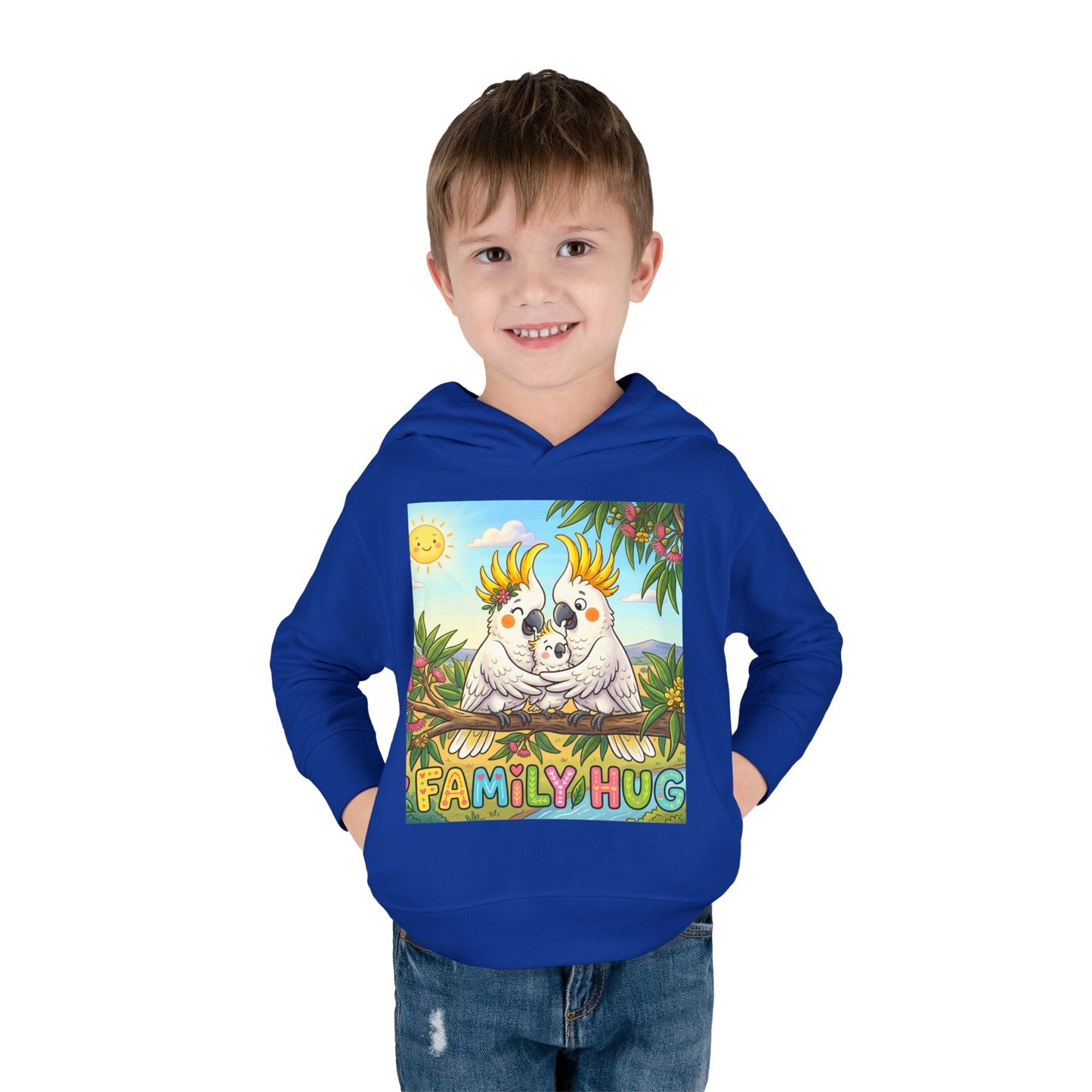 Family Hug Cockatoo Toddler Pullover Fleece Hoodie