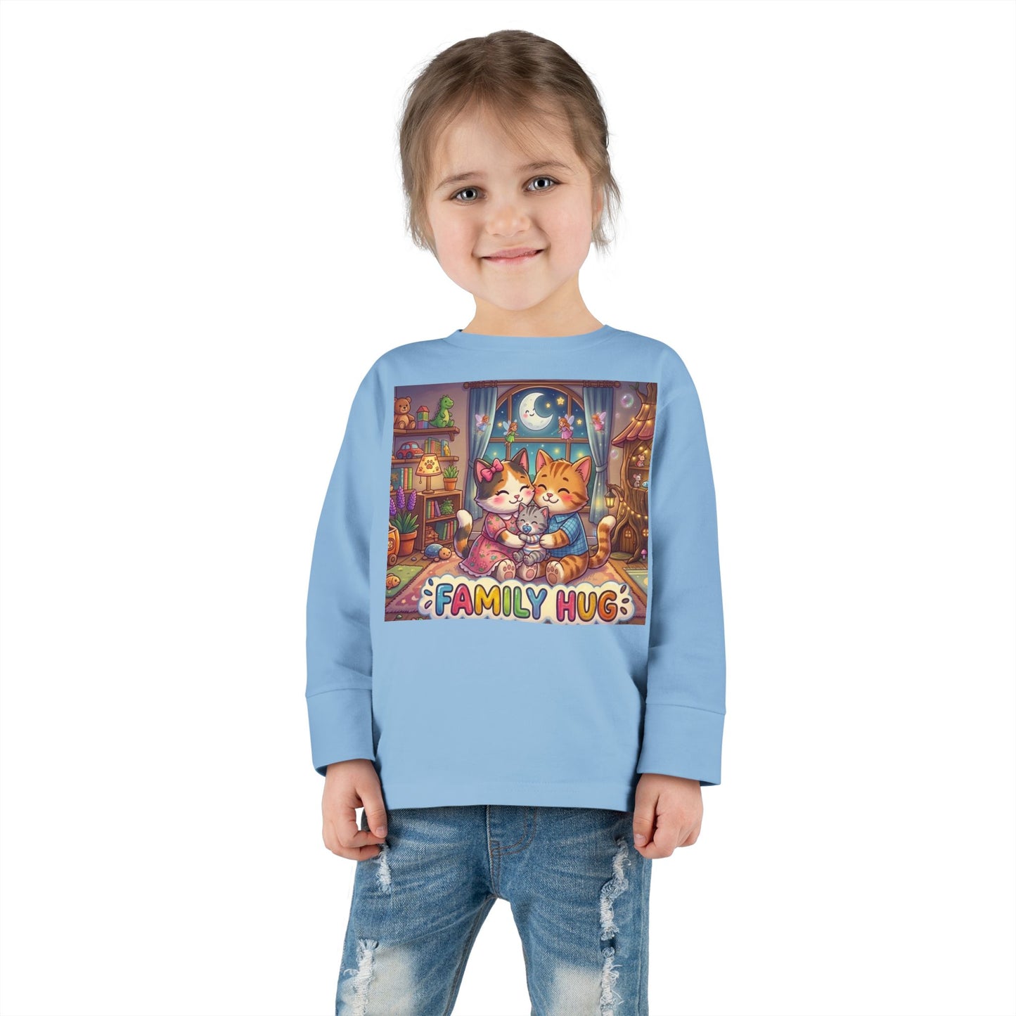 Family Hug Kitten Toddler Long Sleeve Tee