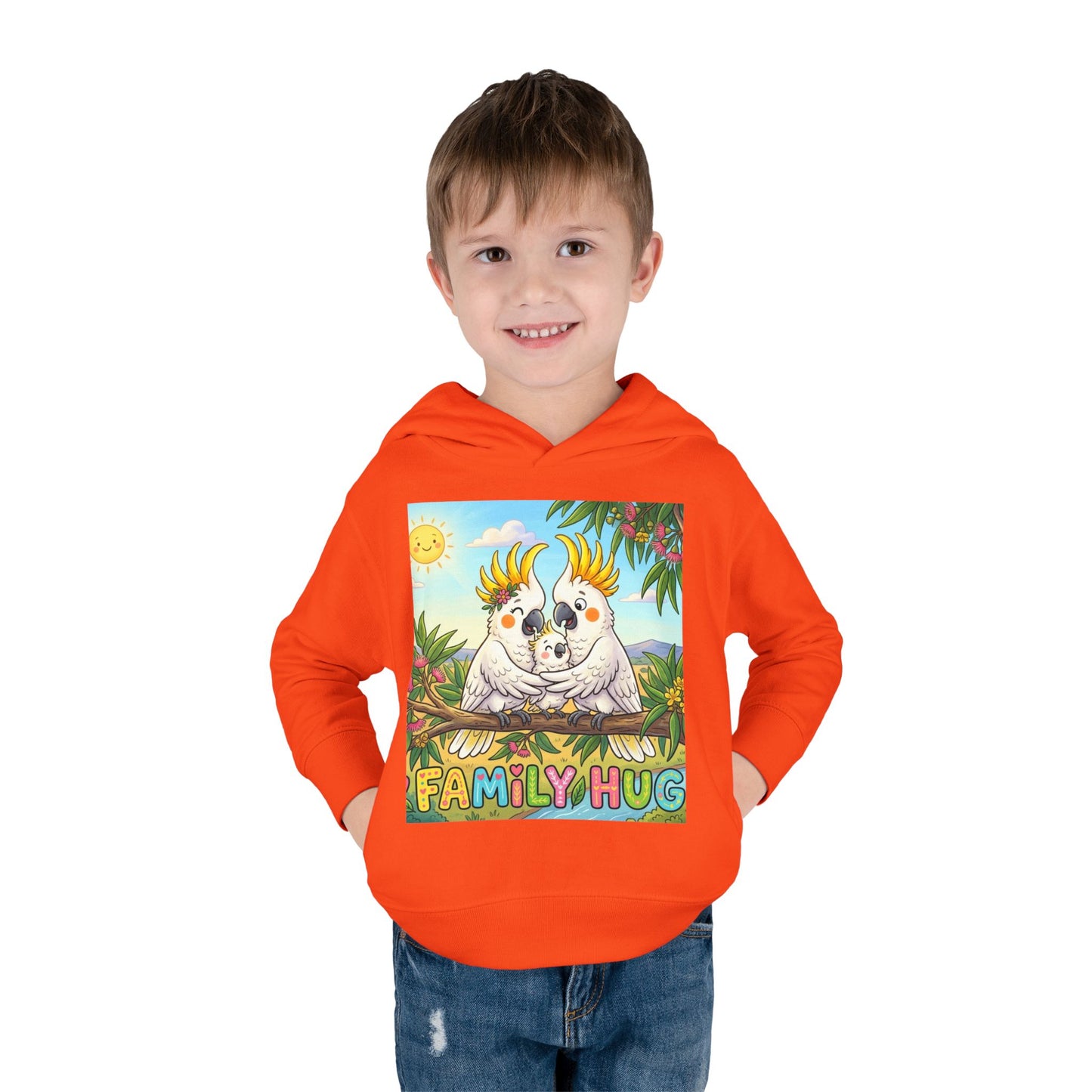Family Hug Cockatoo Toddler Pullover Fleece Hoodie