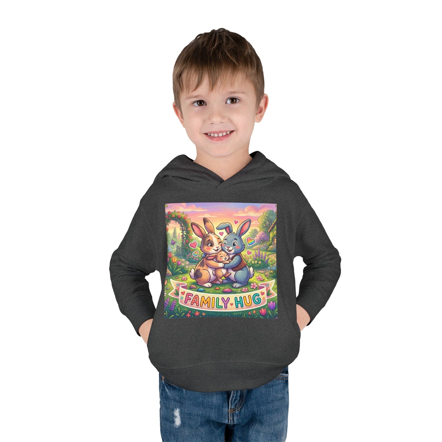 Family Hug Bunny Toddler Pullover Fleece Hoodie