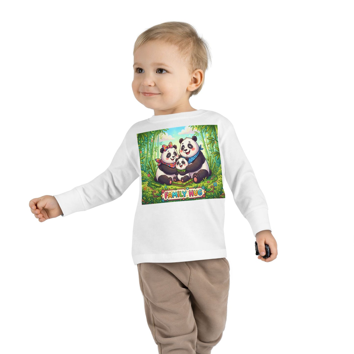 Family Hug Panda Toddler Long Sleeve Tee