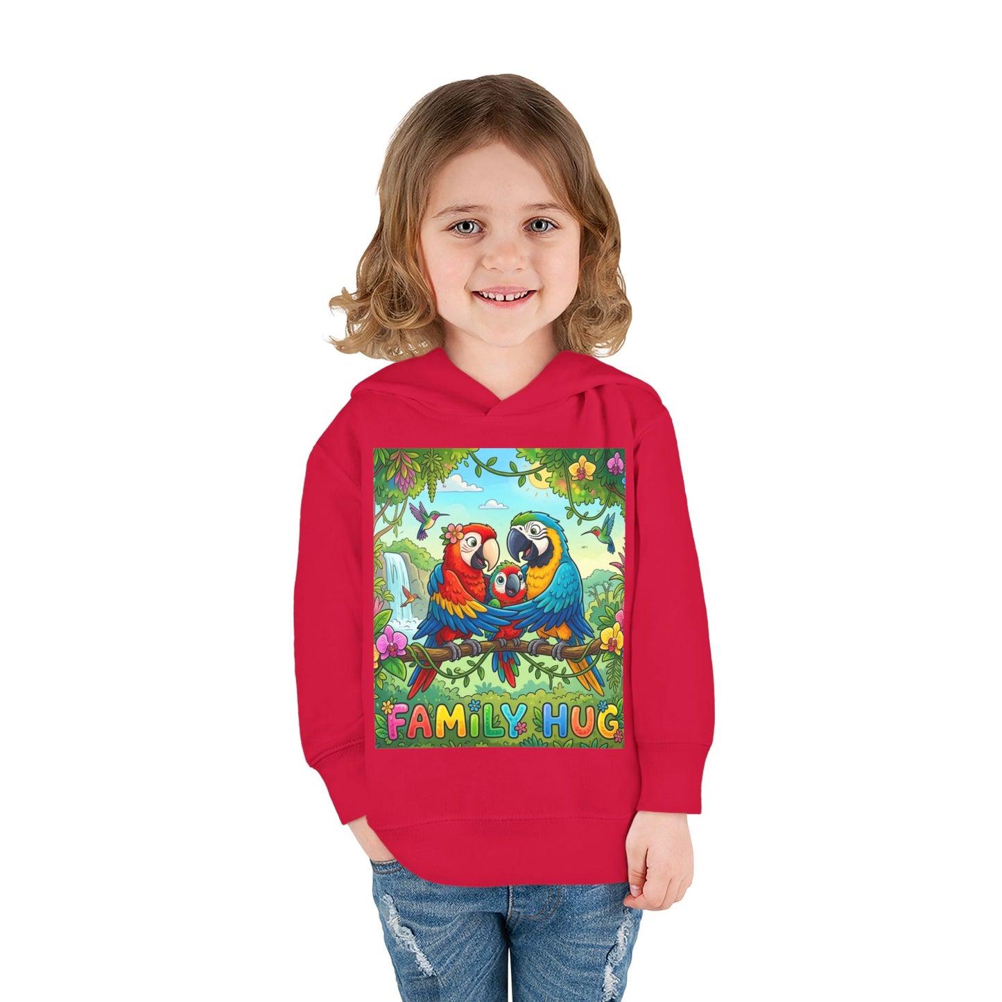 Family Hug Macaw Toddler Pullover Fleece Hoodie