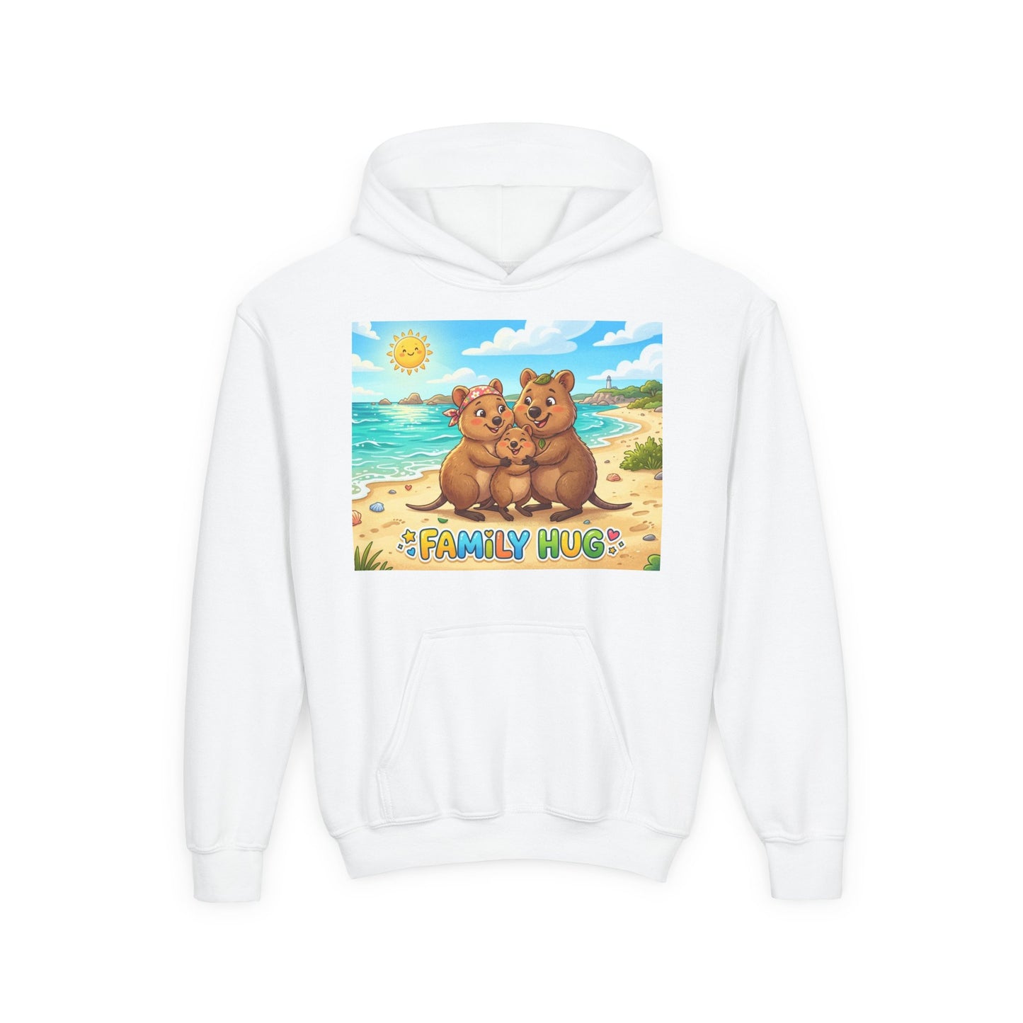 Family Hug Quokka Youth Heavy Blend Hooded Sweatshirt