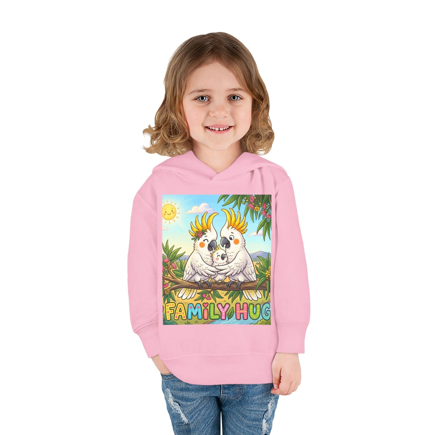 Family Hug Cockatoo Toddler Pullover Fleece Hoodie