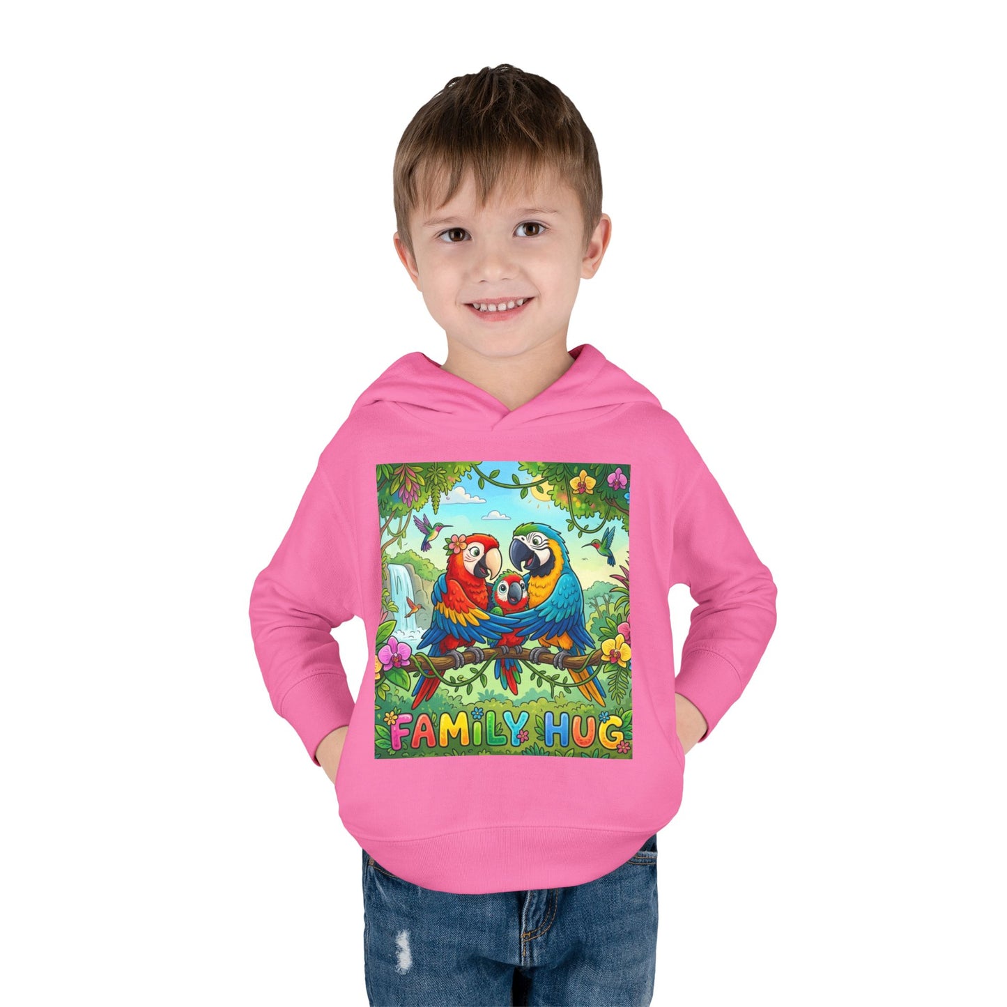 Family Hug Macaw Toddler Pullover Fleece Hoodie