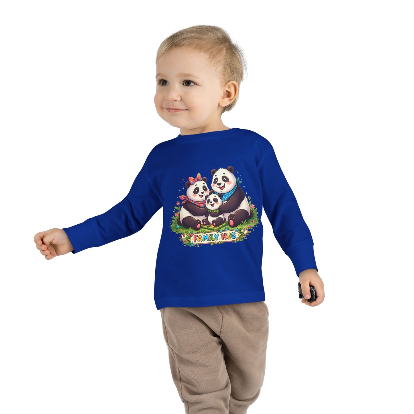 Family Hug Panda Toddler Long Sleeve Tee