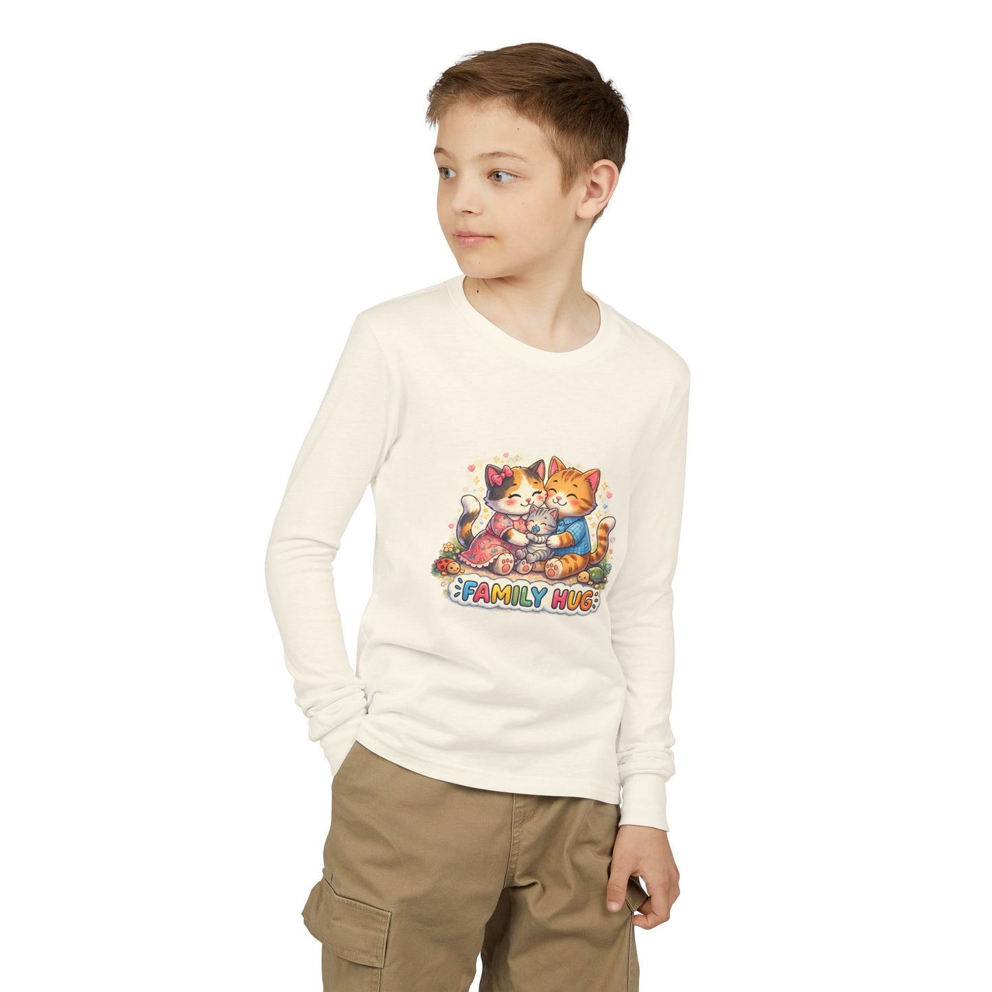 Family Hug Kitten Youth Jersey Long Sleeve Tee