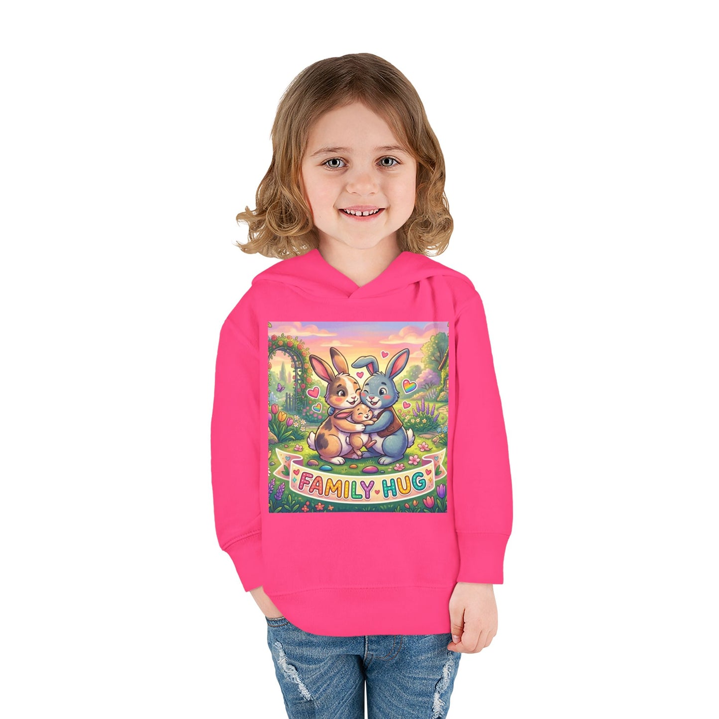 Family Hug Bunny Toddler Pullover Fleece Hoodie