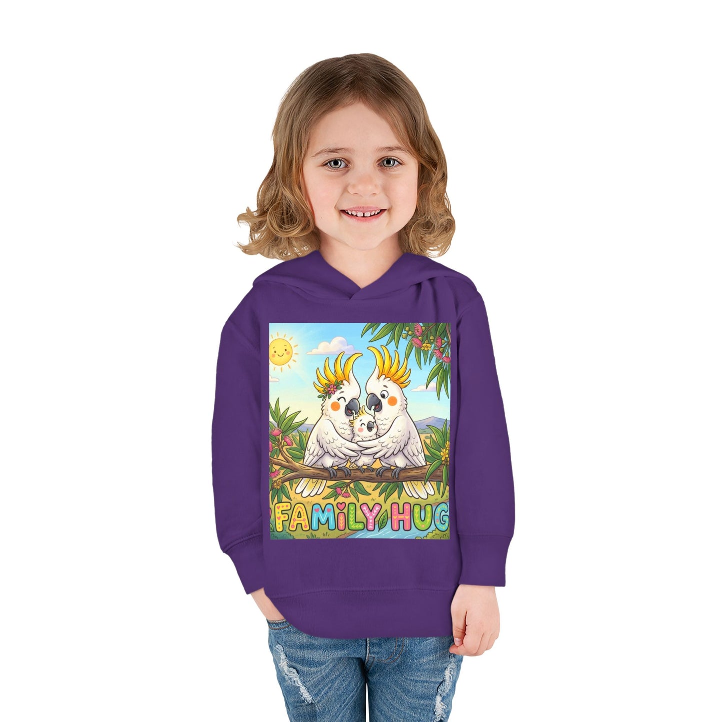 Family Hug Cockatoo Toddler Pullover Fleece Hoodie