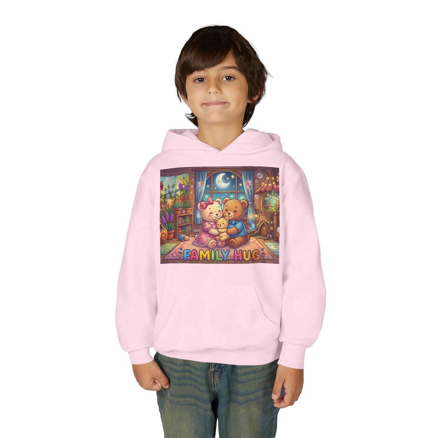 Family Hug Teddy Youth Heavy Blend Hooded Sweatshirt