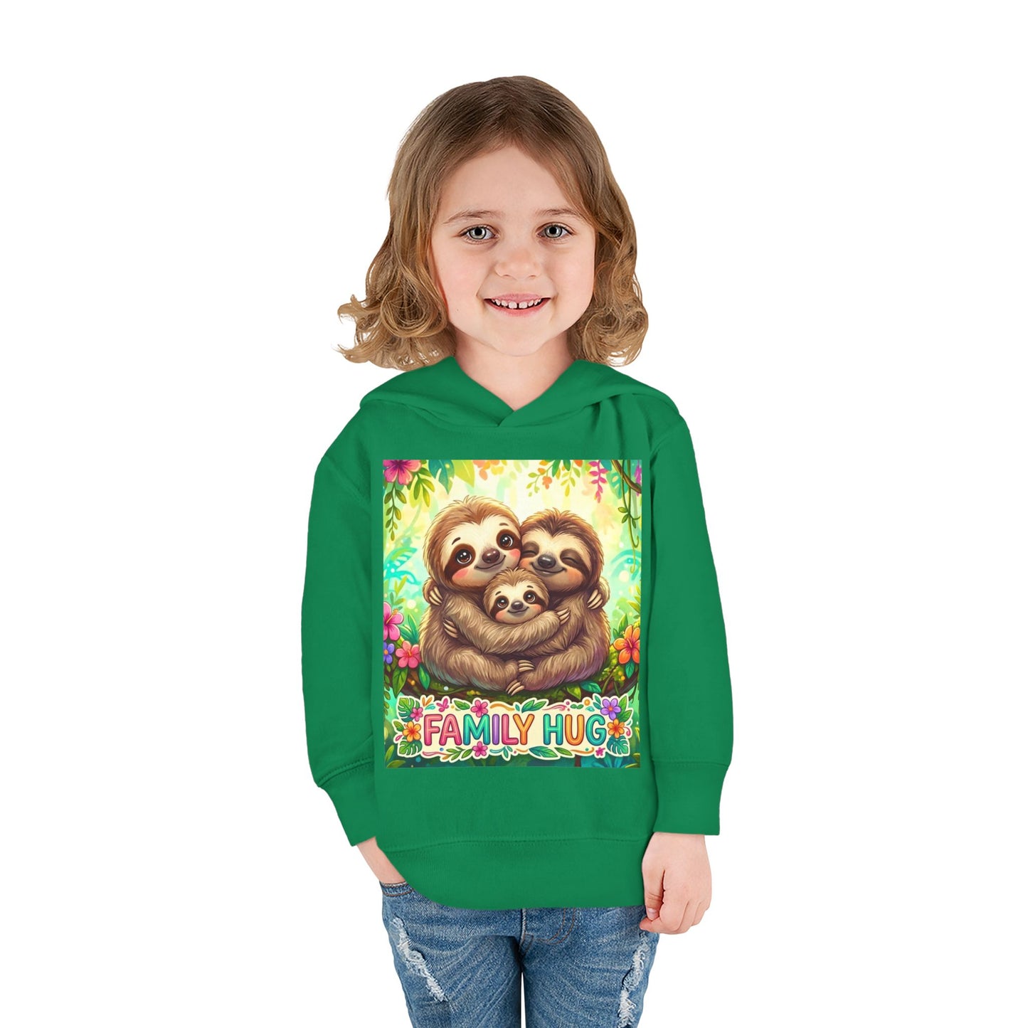 Family Hug Sloth Toddler Pullover Fleece Hoodie