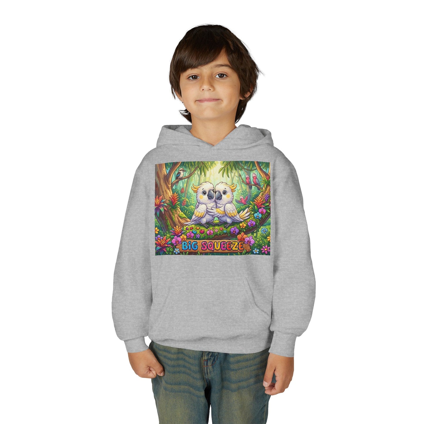 Big Squeeze Cockatoo Youth Heavy Blend Hooded Sweatshirt