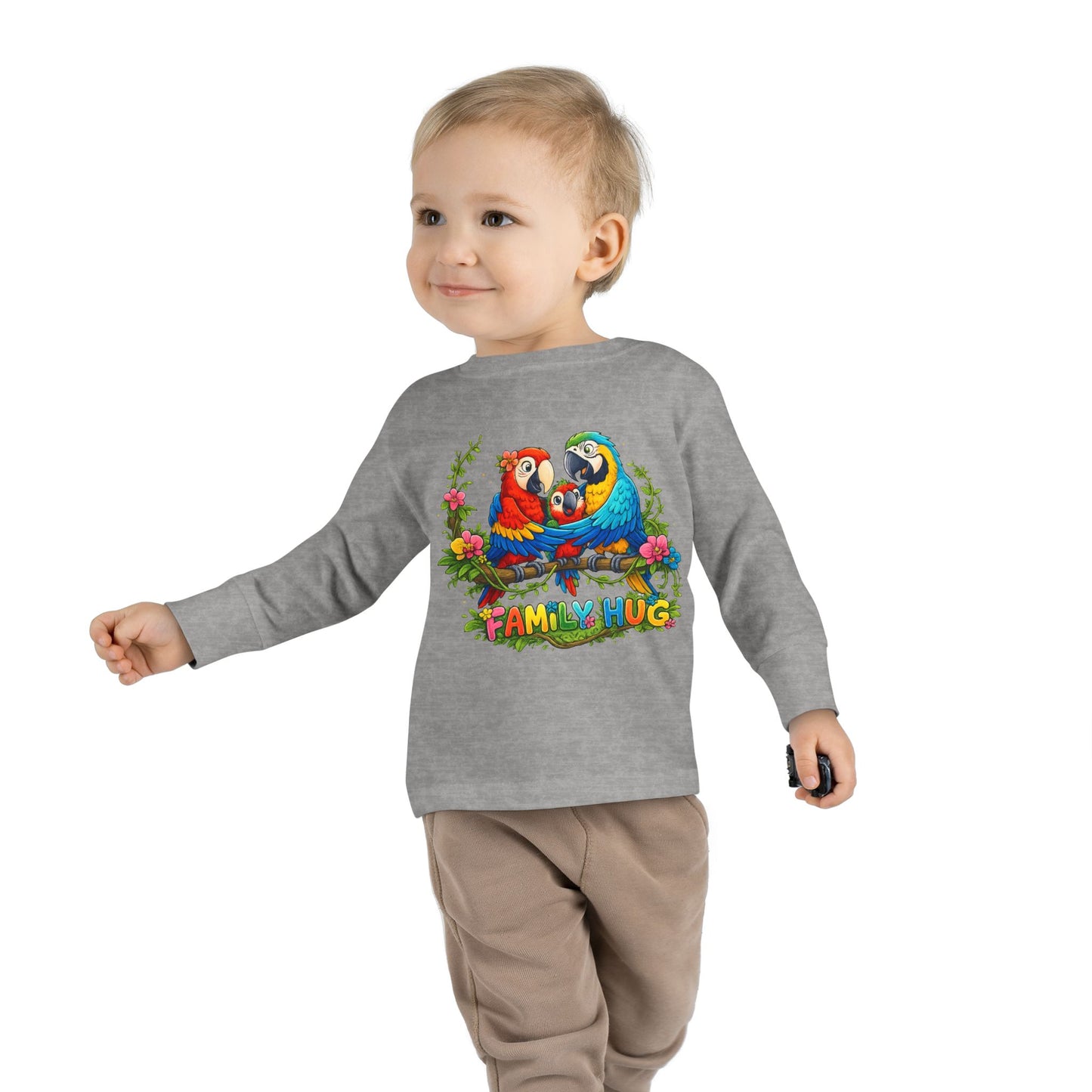 Family Hug Macaw Toddler Long Sleeve Tee