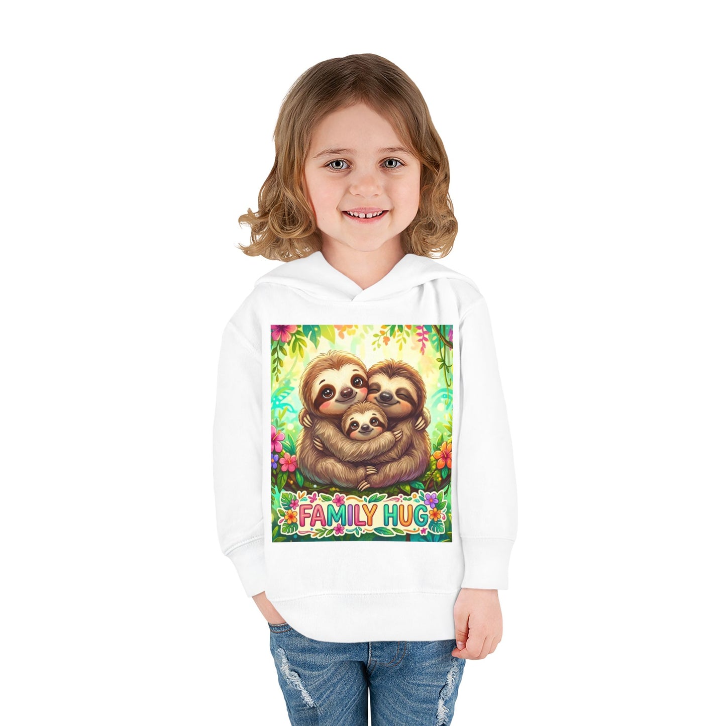 Family Hug Sloth Toddler Pullover Fleece Hoodie