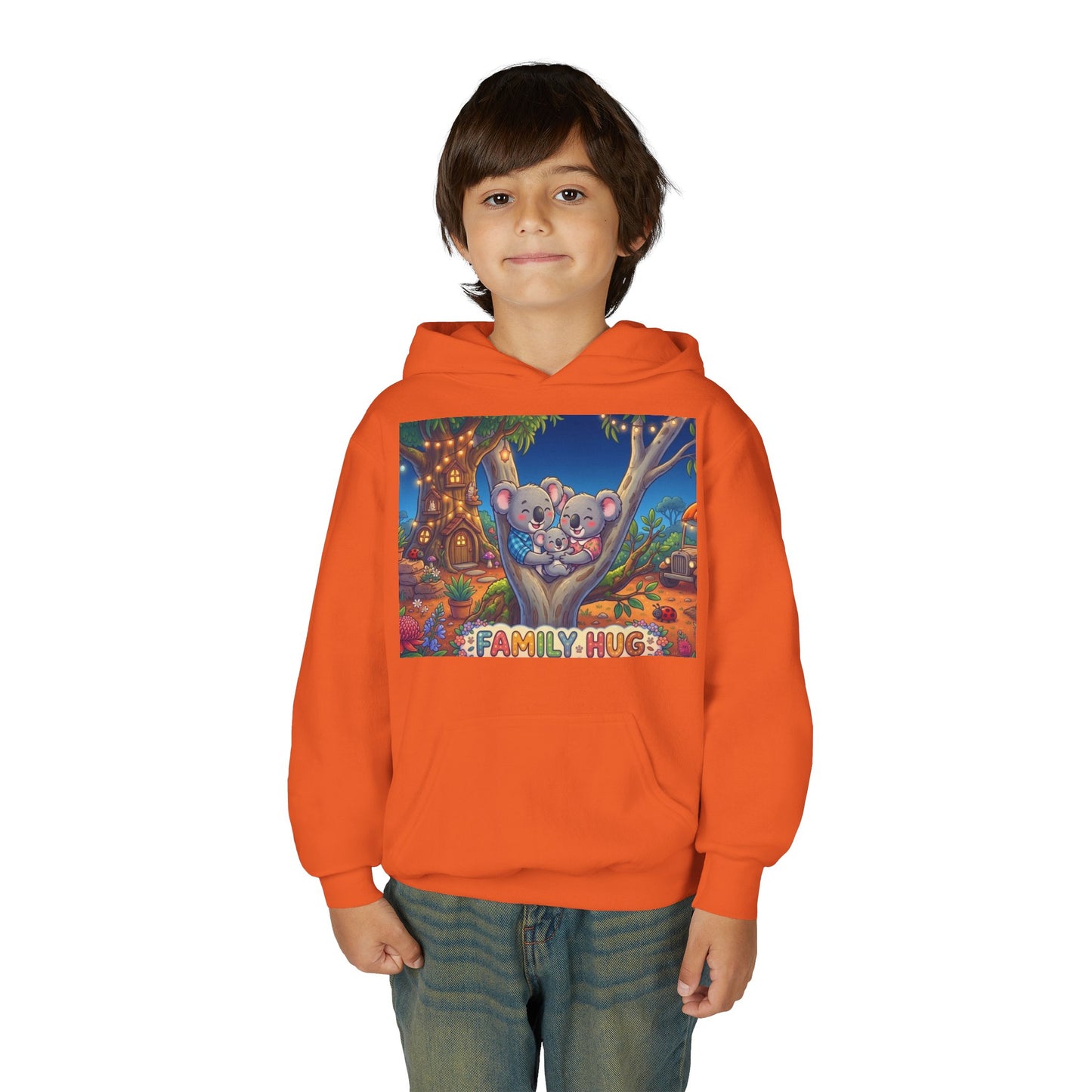 Family Hug Koala Youth Heavy Blend Hooded Sweatshirt