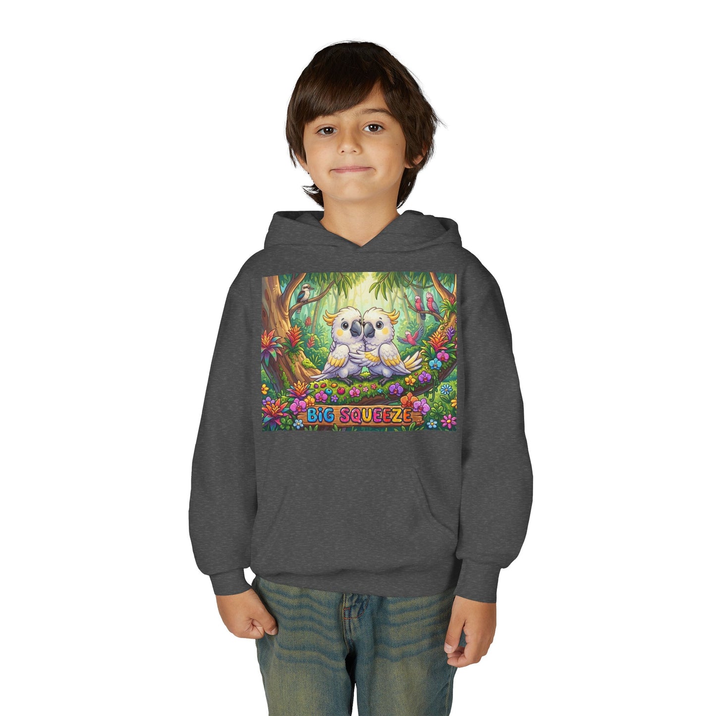 Big Squeeze Cockatoo Youth Heavy Blend Hooded Sweatshirt