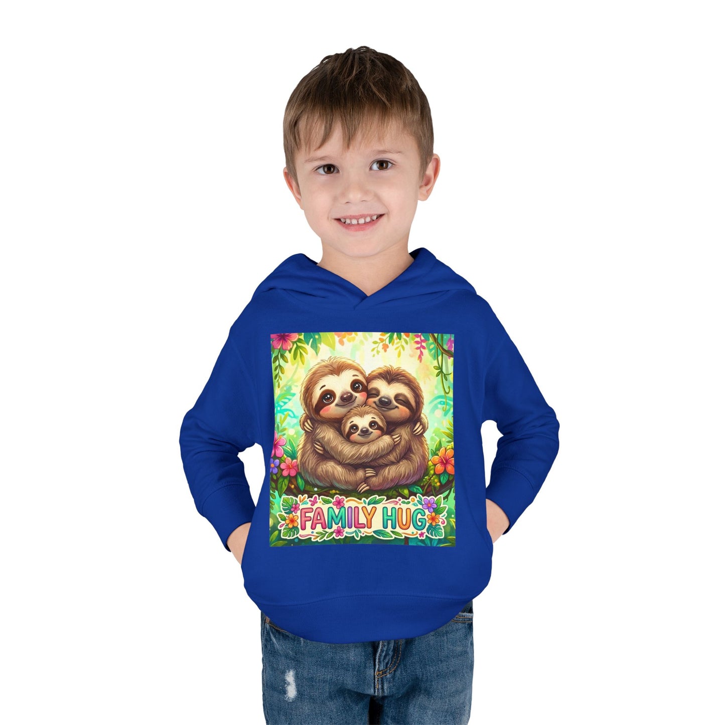 Family Hug Sloth Toddler Pullover Fleece Hoodie