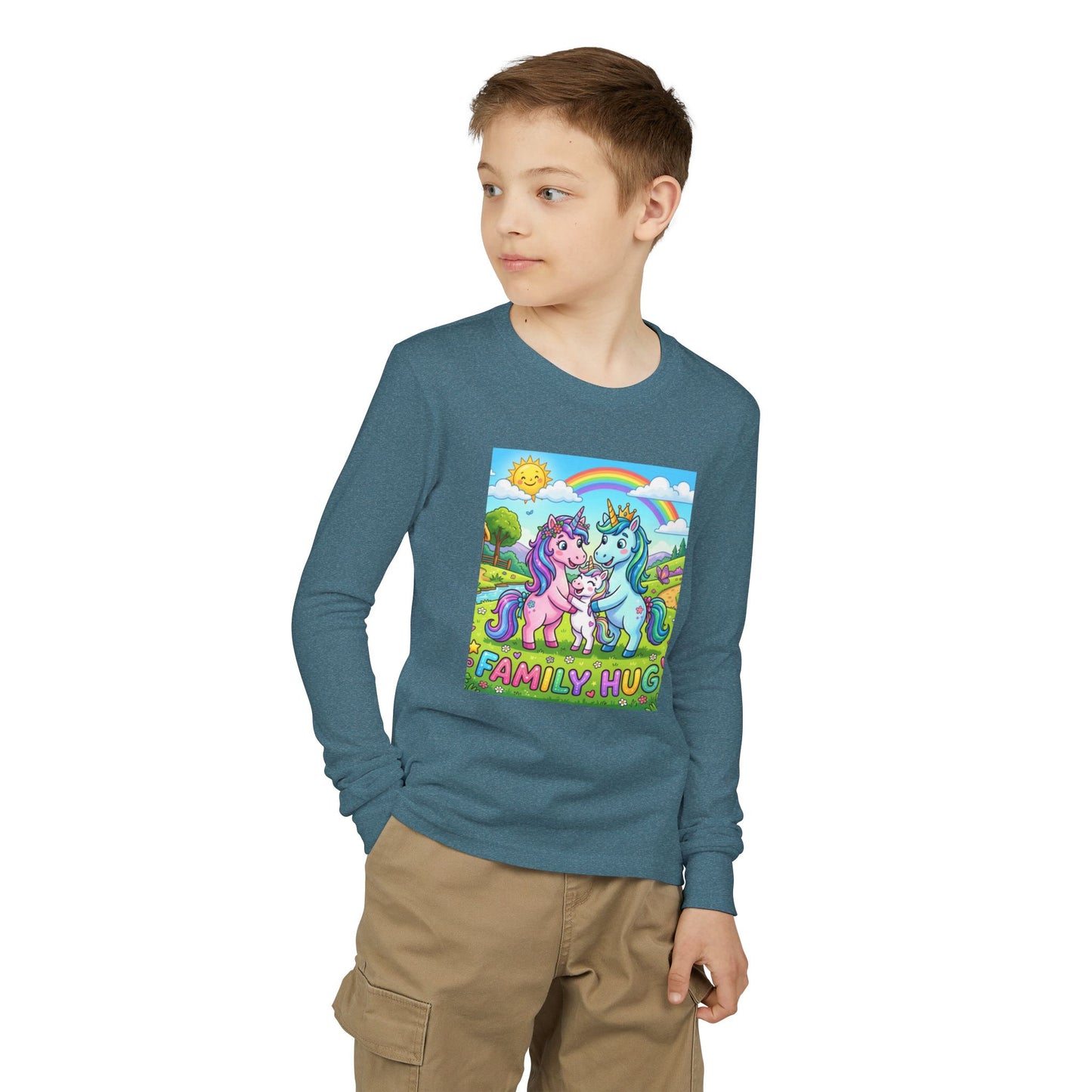Family Hug Unicorn Youth Jersey Long Sleeve Tee