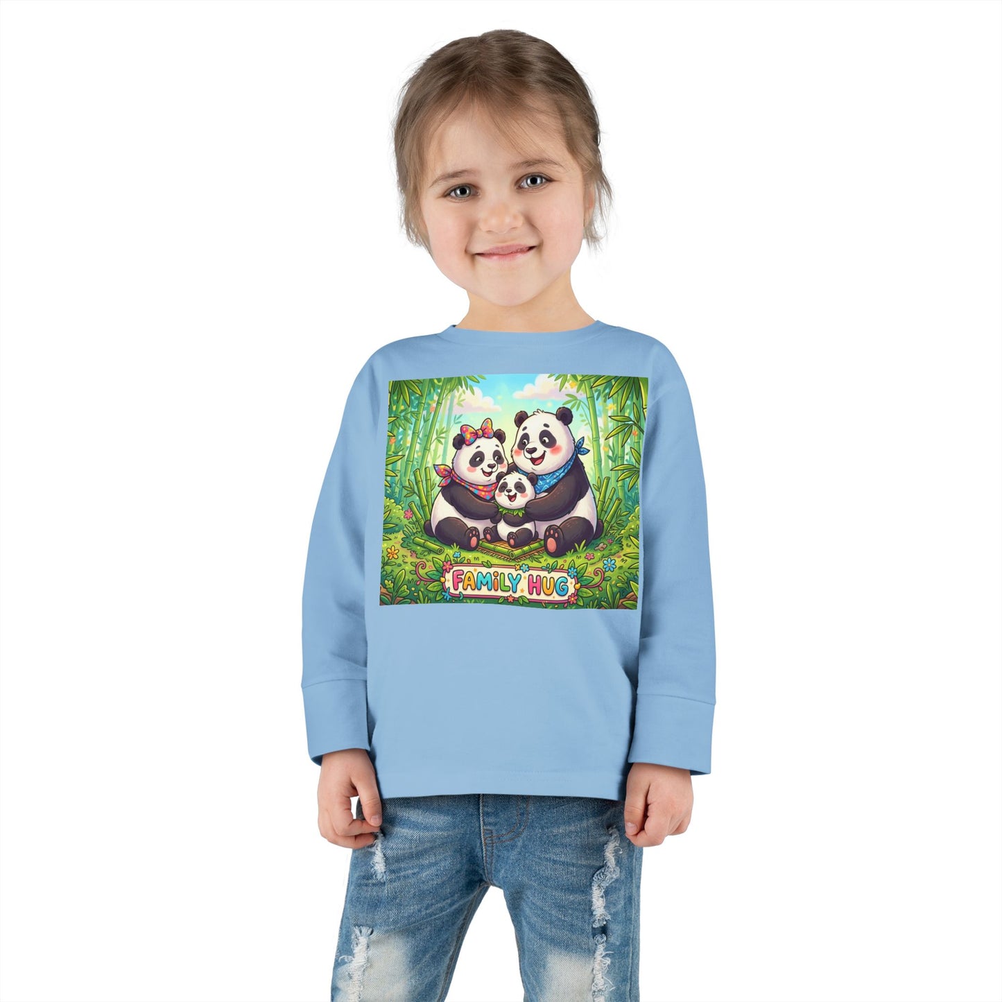 Family Hug Panda Toddler Long Sleeve Tee