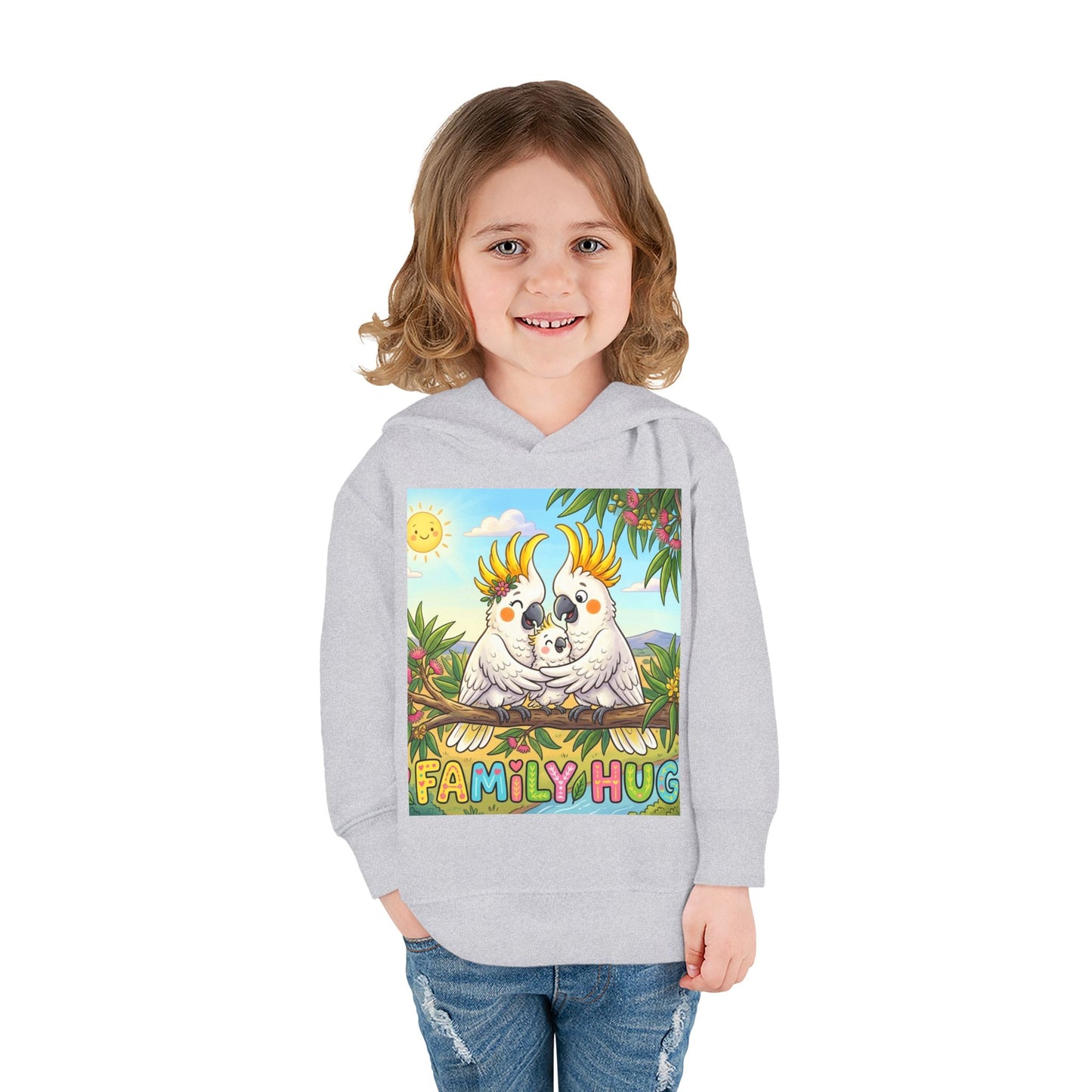 Family Hug Cockatoo Toddler Pullover Fleece Hoodie