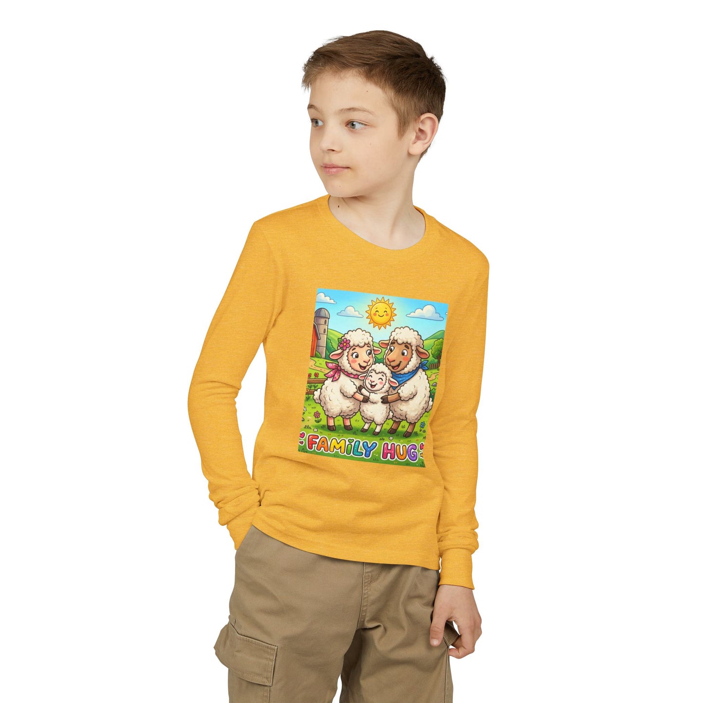 Family Hug Lamb Youth Jersey Long Sleeve Tee