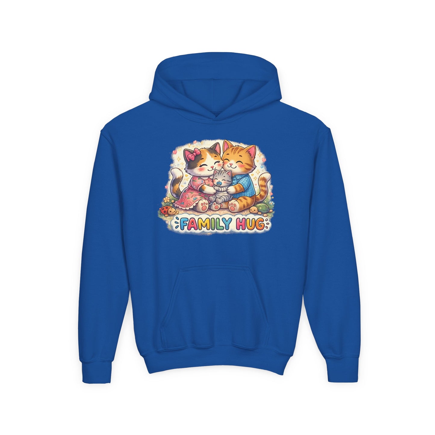 Family Hug Kitten Youth Heavy Blend Hooded Sweatshirt