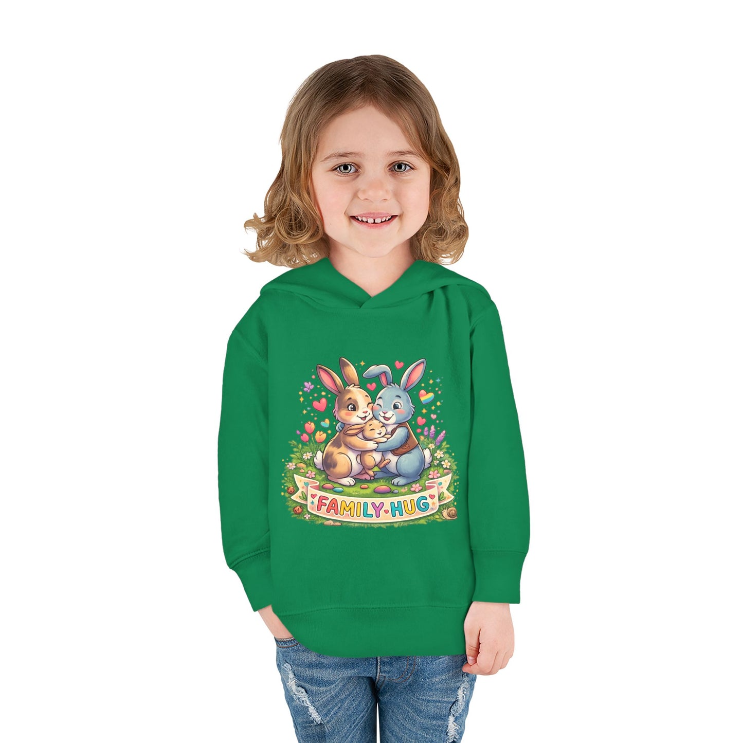 Family Hug Bunny Toddler Pullover Fleece Hoodie