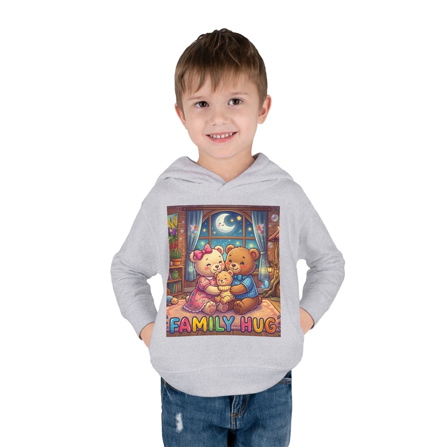 Family Hug Teddy Toddler Pullover Fleece Hoodie