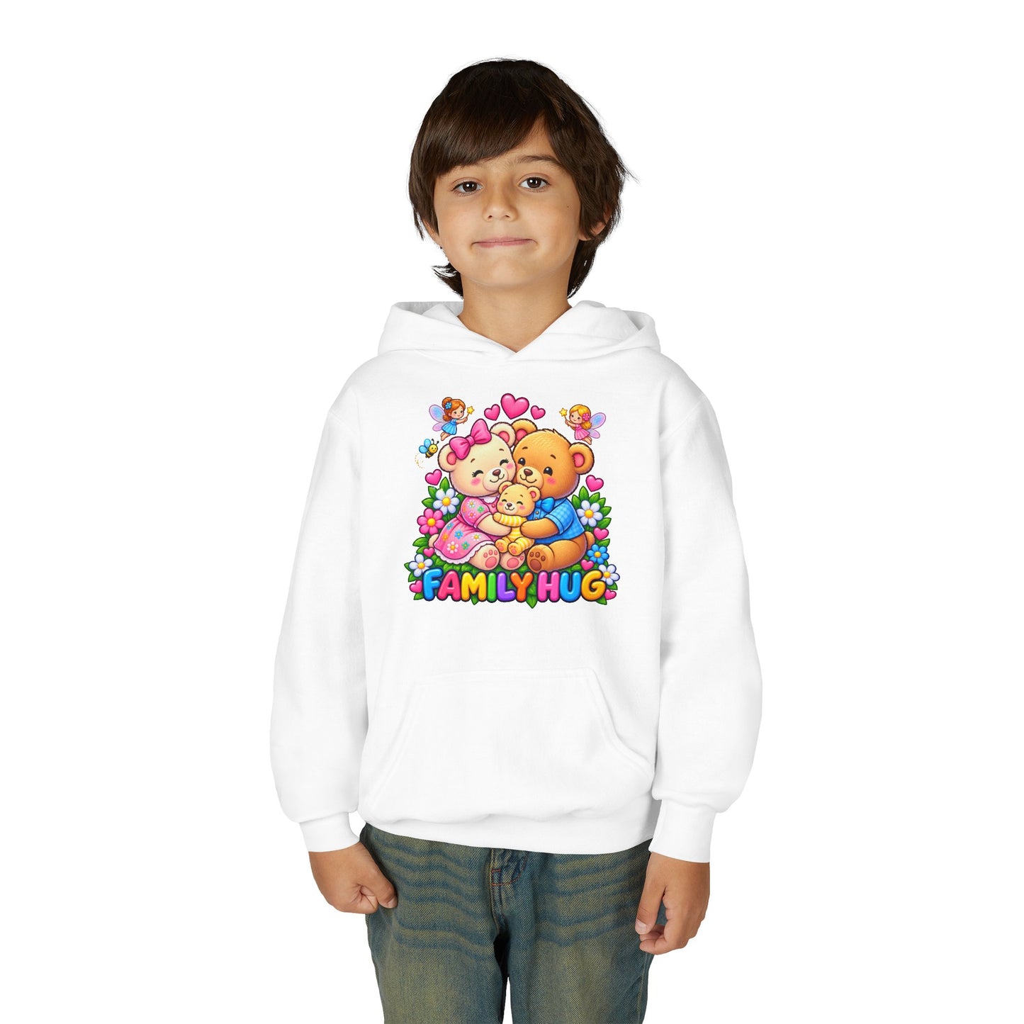 Family Hug Teddy Youth Heavy Blend Hooded Sweatshirt