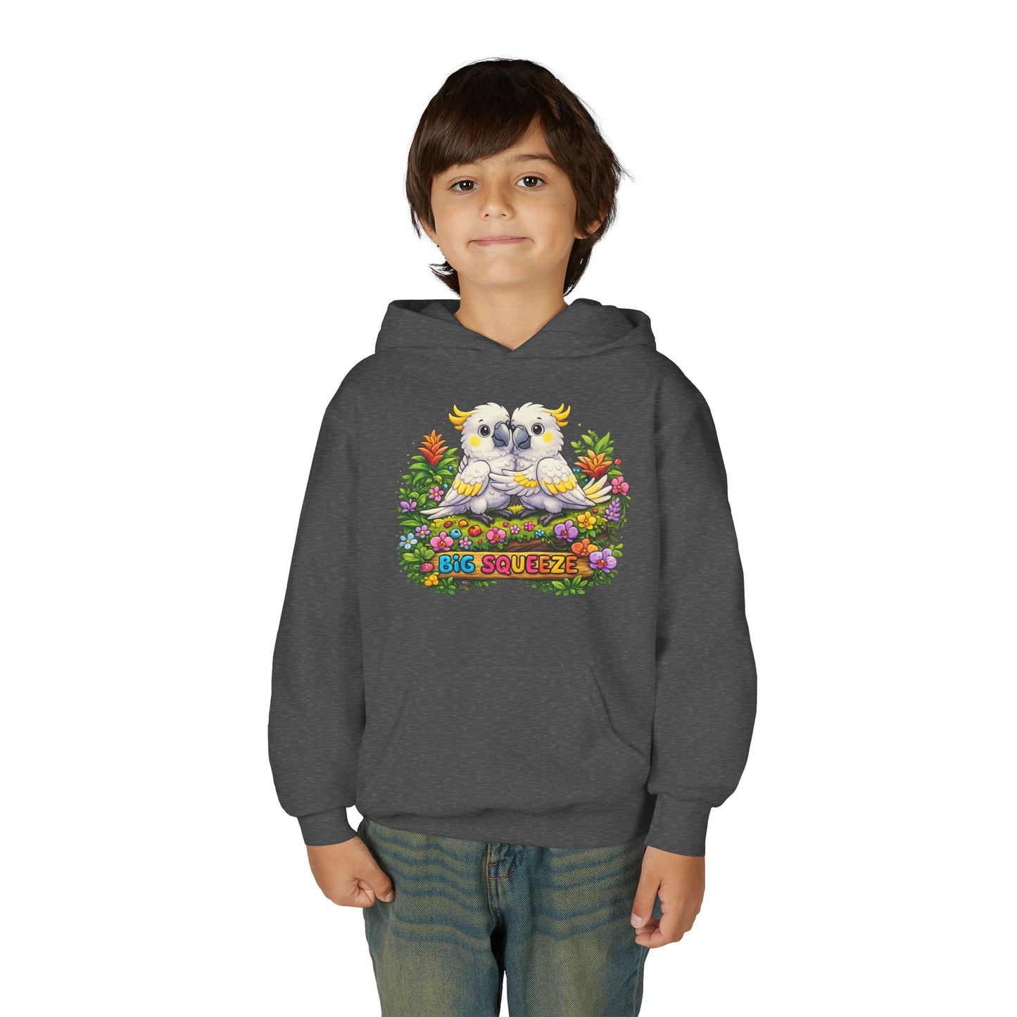 Big Squeeze Cockatoo Youth Heavy Blend Hooded Sweatshirt