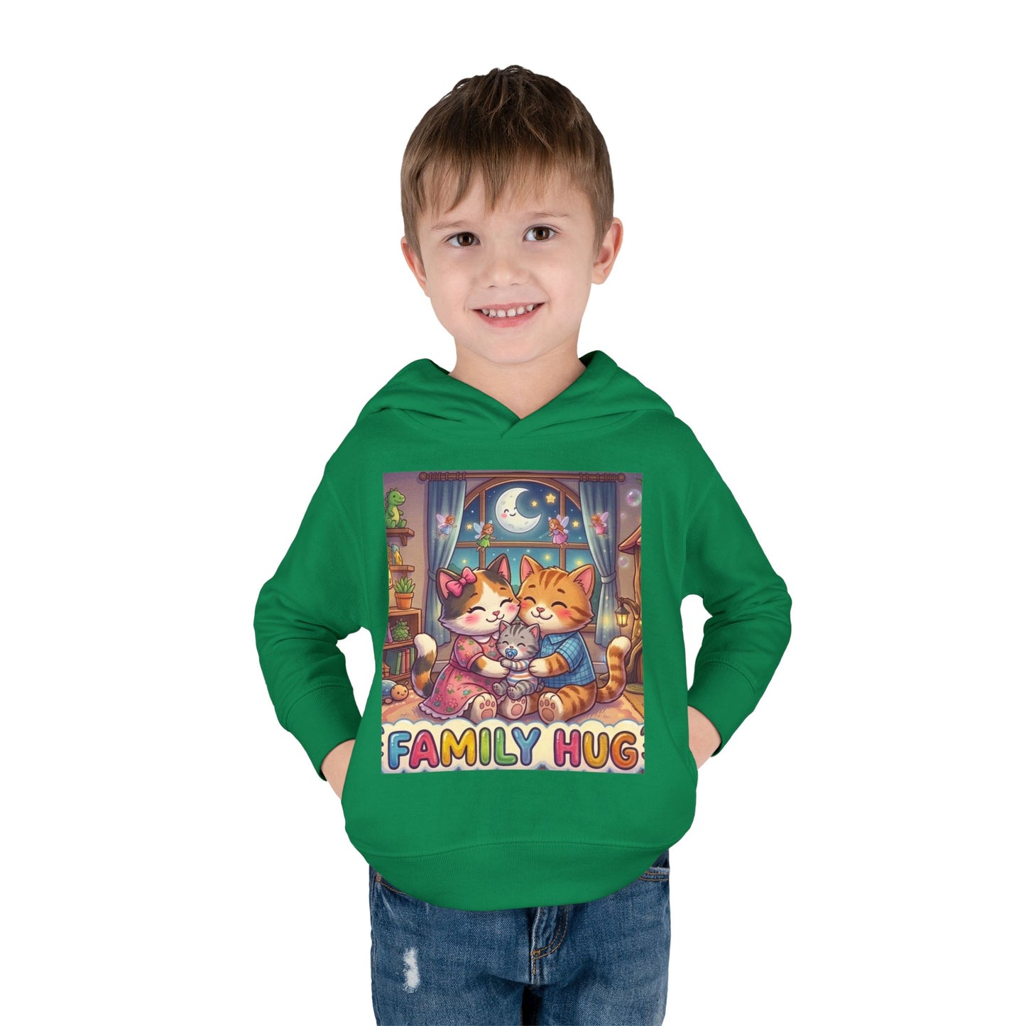 Family Hug Kitten Toddler Pullover Fleece Hoodie