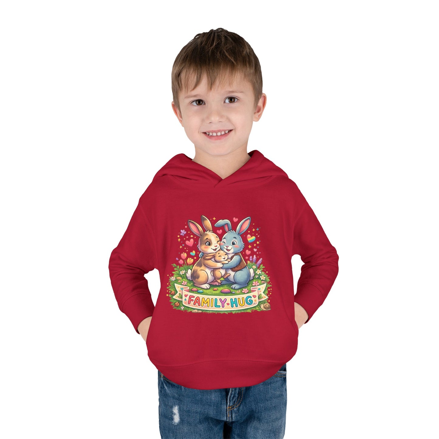 Family Hug Bunny Toddler Pullover Fleece Hoodie
